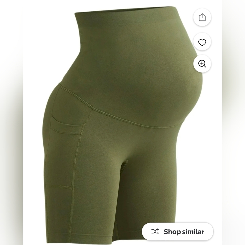 Time and Tru Olive Green Maternity Bike Shorts- Size Small NWT - Picture 5 of 9